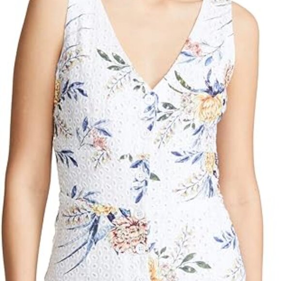 NWT BB Dakota Women's Eye Candy Printed Eyelet tie Back Romper, Optic White, 4 - Picture 5 of 6